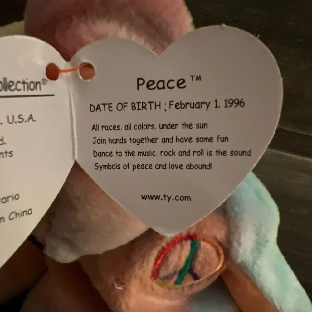 TY Beanie Baby Peace‎ Bear Tie dye